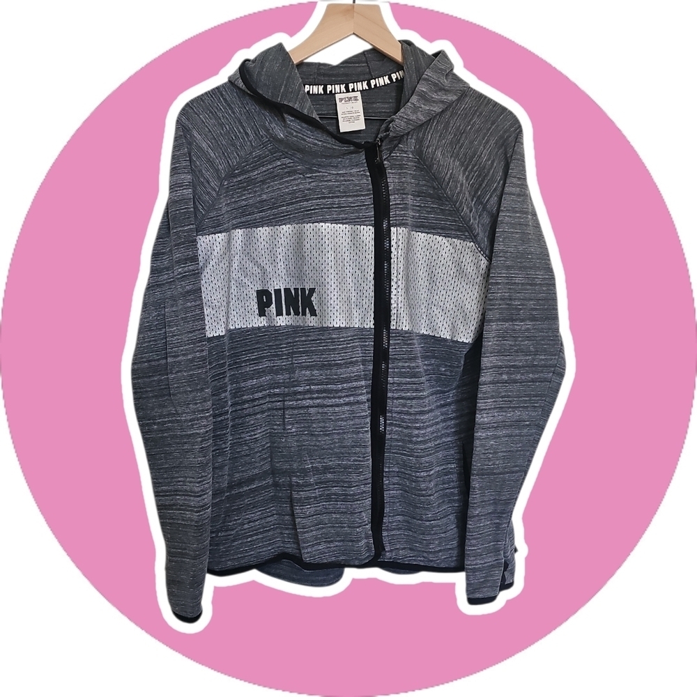 VICTORIA'S SECRET PINK ASYMMETRICAL ZIP HOODIE JACKET